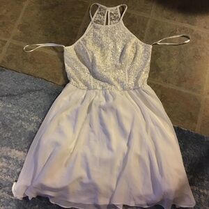 Juniors dress-As U Wish white w-gold sequin&lace